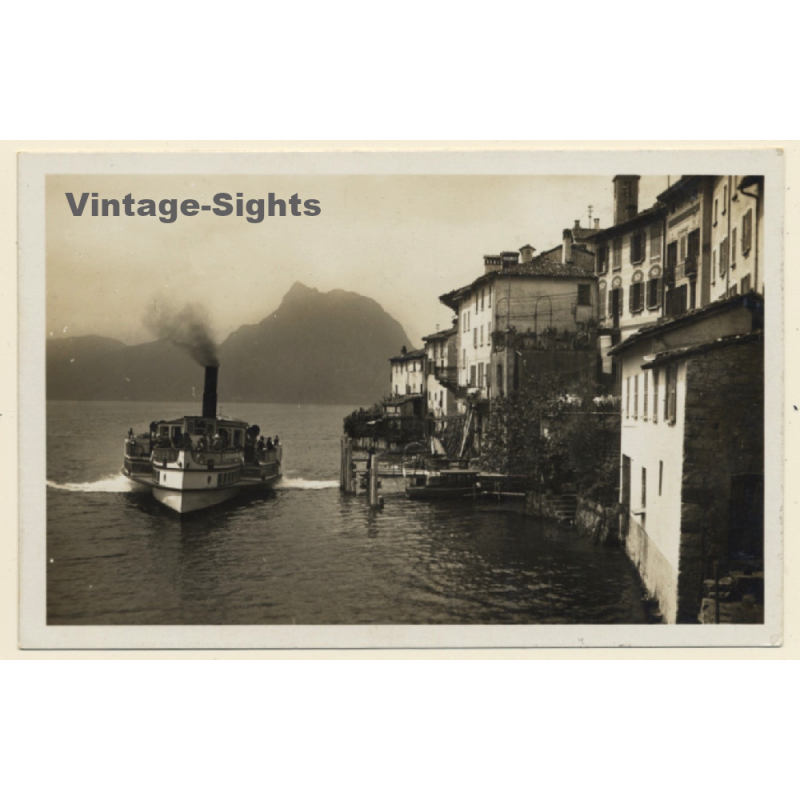 Gandria / Lago Di Lugano: Steamship - Villas on Seashore (Vintage RPPC 1920s/1930s)