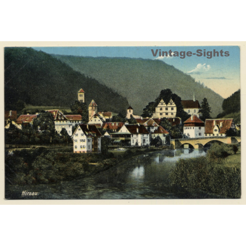 Hirsau / Schwarzwald: Gesamtansicht mit Fluss Nagold (Vintage PC 1910)