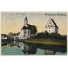 Krumbach / Bayern: Stadtpfarrkirche mit Schloss (Vintage PC 1913)