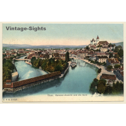 Thun / Switzerland: General Ansicht und die Aare / Schleuse (Vintage PC 1910s/1920s)