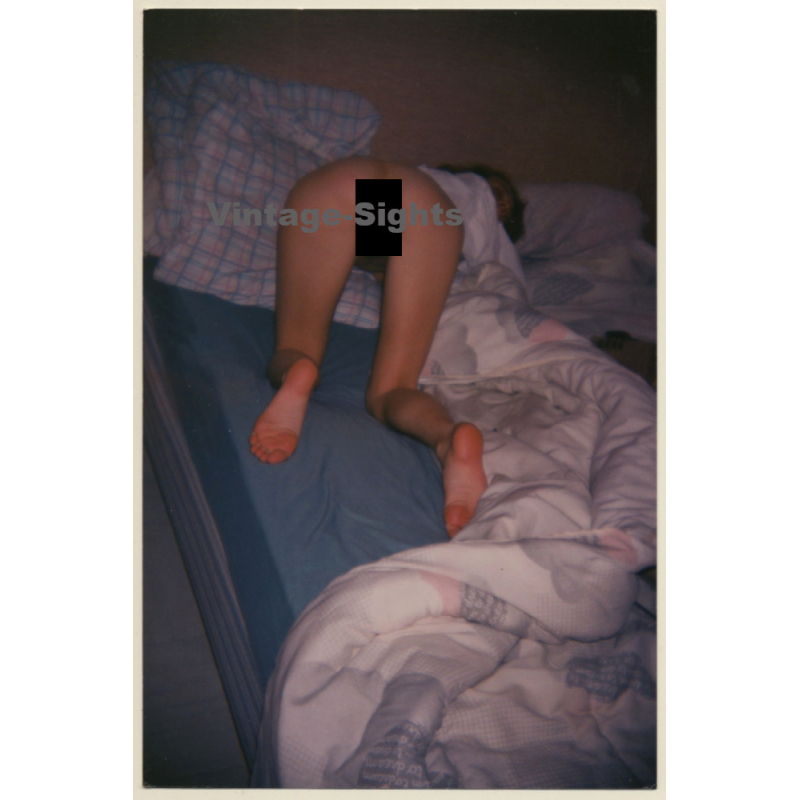 Erotic Study: Semi Nude Kneeling On Bed / Butt (Vintage Photo France ~1980s)