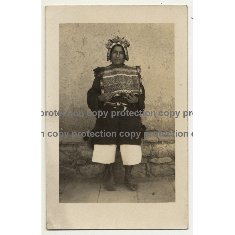 Native Bolivian/Peruvian? In Traditional Outfit / Inca (Real Photo PC 1930s/1940s)