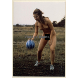 Blonde Nude Outdoors With Dotted Ball*3 (Vintage Photo GDR ~1980s)