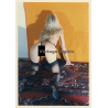 Erotic Study: Slim Blonde Kneeling On Oriental Carpet / Rear View (Vintage Photo ~1990s)