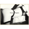 Erotic Study: Profile Of Kneeling Semi Nude In Black Lingerie (Vintage Photo ~1970s/1980s)