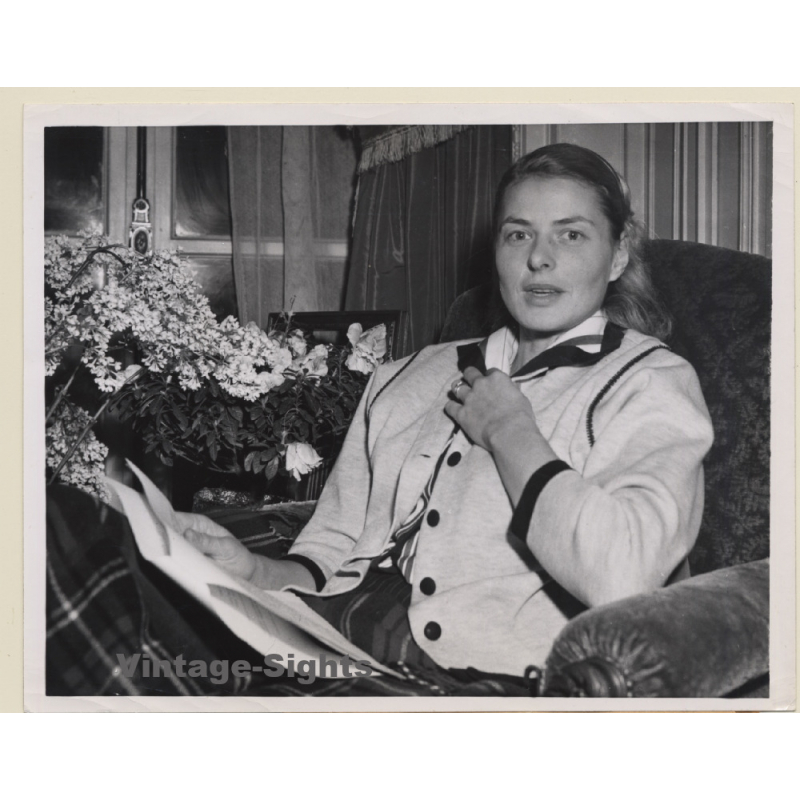 Ingrid Bergman Preparing her Role in 'Tea in Sympathy' (Vintage Press Phot0 1956)