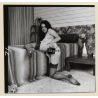 Erotic Study by Korenjak: Racy Darkhaired Semi Nude On Bed*3 (Vintage Contact Print 1970s/1980s)