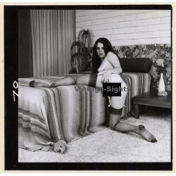 Erotic Study by Korenjak: Racy Darkhaired Semi Nude On Bed*8 (Vintage Contact Print 1970s/1980s)