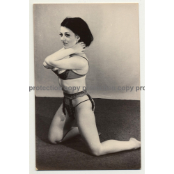 Slim Semi Nude W. Suspenders / Pale - Eyes (Vintage Photo B/W ~1950s)