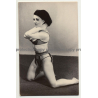 Slim Semi Nude W. Suspenders / Pale - Eyes (Vintage Photo B/W ~1950s)
