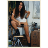 Erotic Study: Racy Longhaired Semi Nude With Foot On Chair (Vintage Photo ~1990s)