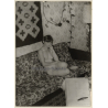 Erotic Study: Pensive Nude Female On Couch / Wallpaper (Vintage Photo GDR ~1980s)