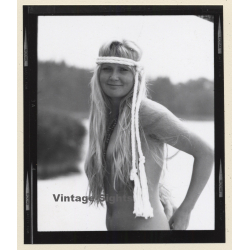 Erotic Study: Natural Slim Blonde Nude*2 / Headband (Vintage Contact Sheet Photo 1970s/1980s)