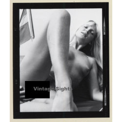 Erotic Study: Natural Slim Blonde Nude*8 / Sunbathing on Boat (Vintage Contact Sheet Photo 1970s/1980s)