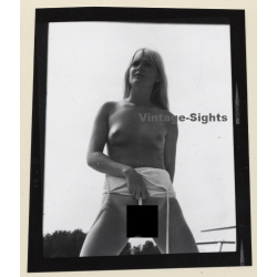 Erotic Study: Natural Slim Blonde Nude*9 / Sunbathing on Boat (Vintage Contact Sheet Photo 1970s/1980s)