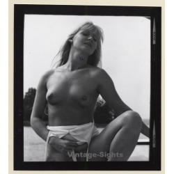 Erotic Study: Natural Slim Blonde Nude*10 / Sunbathing on Boat (Vintage Contact Sheet Photo 1970s/1980s)