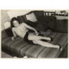 Erotic Study: Topless Brunette Lingers On Bed / Black Skirt (Vintage Photo GDR ~1980s)