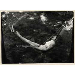 Erotic Study: Nude Female Rests In Hammock / Boobs (Vintage Photo GDR ~1980s)