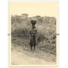 Old Congolese Woman Head-Carrying Clay Pitcher (Vintage Photo B/W ~1950s)