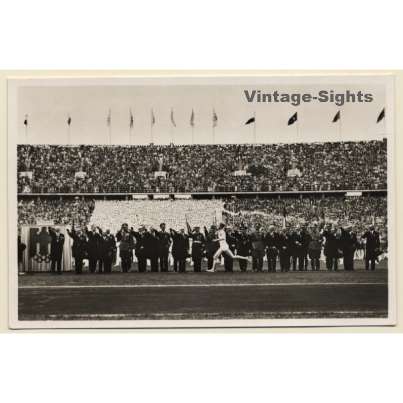 Berlin / Germany: Olympic Games 1936 Torch Bearer In Stadium (Vintage RPPC)