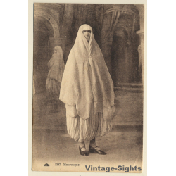 Algeria: Mauresque Voilée - Veiled Moorish Woman - Niqab / Ethnic (Vintage PC ~1910s)