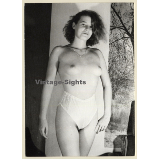 Erotic Study: Natural Topless Brunette / White Panties (Vintage Photo GDR ~1980s)