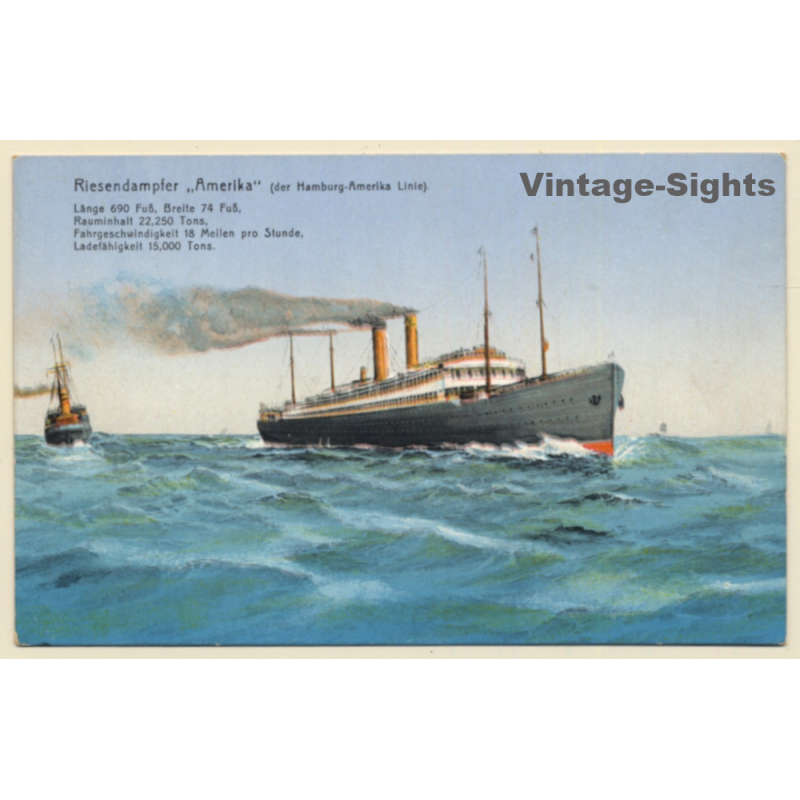 Hamburg Amerika Linie: Riesendampfer Amerika (Vintage PC ~1910s/1920s) Hamburg Amerika Linie: Riesendampfer Amerika (Vintage PC ~1910s/1920s)