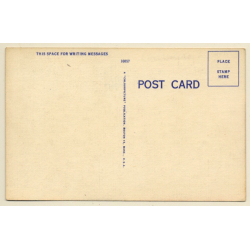 Wild West: Cowboy & Horses In Paddock (Vintage Linen PC ~1930s/1940s)