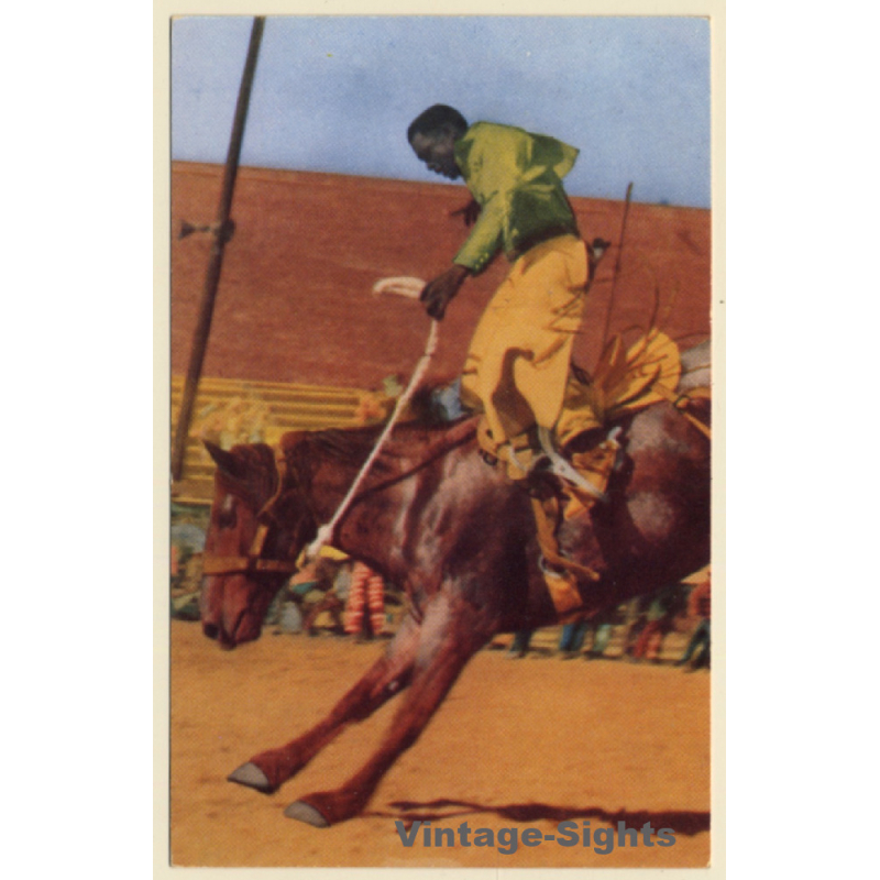 Oklahoma Prison Rodeo: Native American Inmate On Horse (Vintage PC ~1950s)