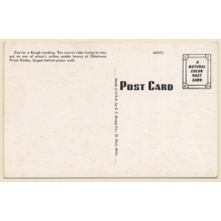 Oklahoma Prison Rodeo: Native American Inmate On Horse (Vintage PC ~1950s)