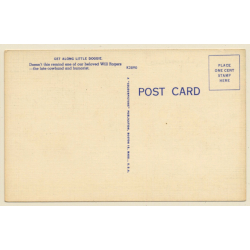 Get Along Little Doggie: Cowboy Catching Cattle With Lasso (Vintage PC ~1940s)