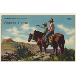 Cowboys: Cattle Kings Of The Great Southwest (Vintage Linen PC ~1940s)