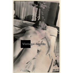 Erotic Study: Nude Female Reclining On Bed / Face Covered By Hair (Vintage Photo GDR ~1980s)