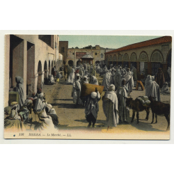 Biskra / Algeria: Le Marché - Street Scene - Donkey (Vintage Colored PC)
