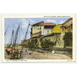 Bay Of Panama At Ebb Side / Sailboats (Vintage PC)