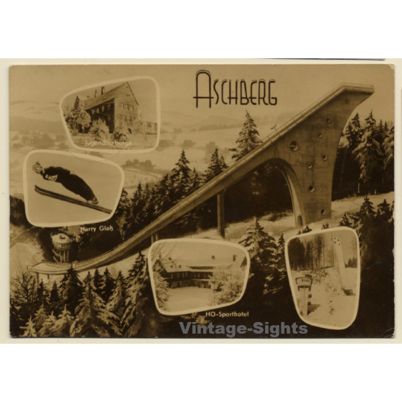 Klingenthal: Aschberg Skisprungschanze / Sporthotel (Vintage RPPC 1963)
