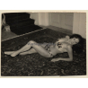 Erotic Study: Slim Leggy Pin-up In Bikini On Floor / Oriental Carpet (Vintage Photo ~1950s/1960s)