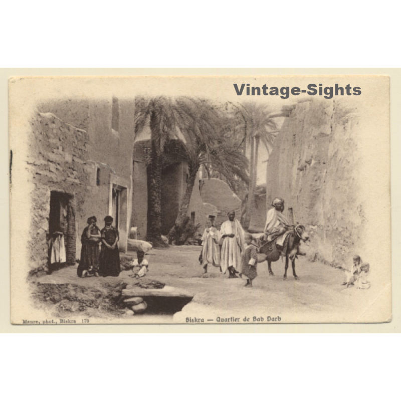 Biskra / Algeria: Quartier de Bab Darb / Natives - Donkey (Vintage PC 1909)