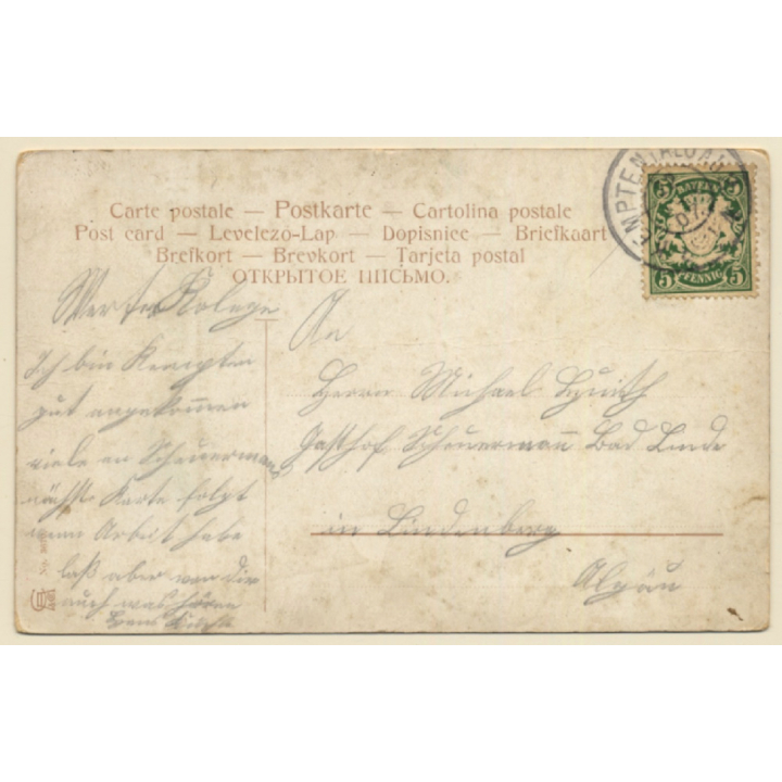 Drunken Bavarian Man with Beer Mug (Vintage PC1907)