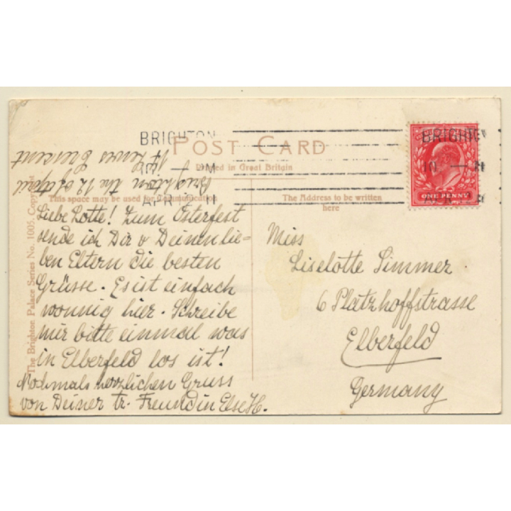 UK: Brighton Front and West Pier (Vintage PC  1911)