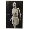 Blonde Model In Satin Underwear 2 / Lingerie (Vintage Fashion Photo B/W 1940s/1950s)