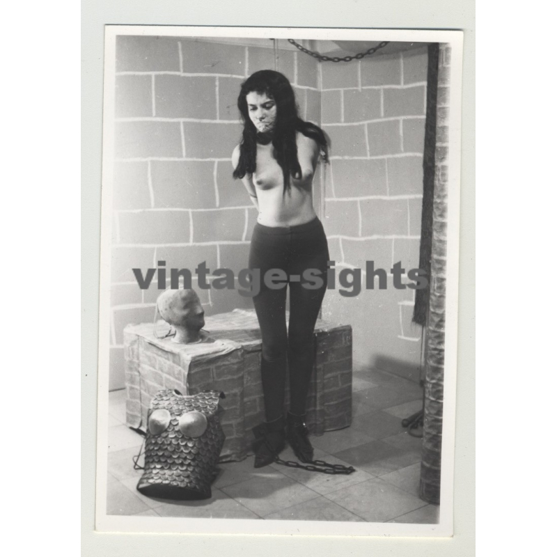 Dark Haired Woman In Plastic Wrap Bondage & Footcuffs (Vintage Photo 1964) Dark Haired Woman In Plastic Wrap Bondage & Footcuffs (Vintage Photo 1964)