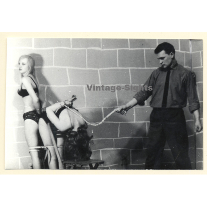 Master Whips To Maids In Dungeon / BDSM (2nd Gen Photo ~1950s/1960s)