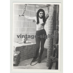 Hand & Footcuffed Female W.Plastic Wrap / Bondage (Vintage Photo 1964)