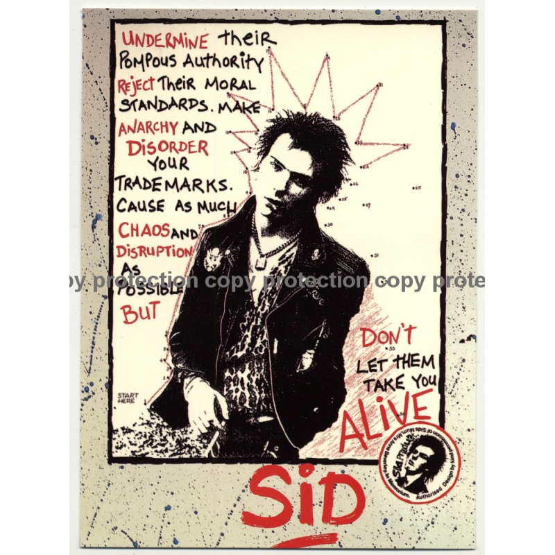 Sid Vicious - Don't Let Them Take You Alive (Vintage Official Postcard Athena UK 1980s) Sid Vicious - Don't Let Them Take You Alive (Vintage Official Postcard Athena UK 1980s)