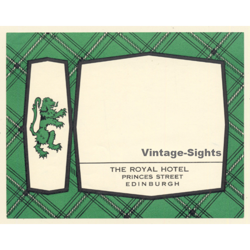 Edinburgh / Scotland: The Royal Hotel - Plaid & Lion (Vintage Luggage Label)
