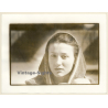 Portrait Of A Young Woman's Face In Bathrobe Hoodie (French Master Photo 1980s)