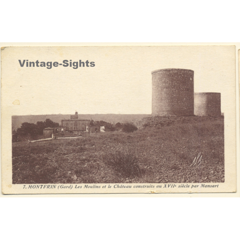Montfrin / France: Les Moulins Et Le Château (Vintage PC 1935)