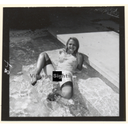 Erotic Study: Pretty Blonde Nude At Swimming Pool *11 (Vintage Contact Sheet 1970s/1980s)