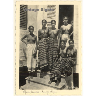 Ethiopea: Group Of Topless Abyssinian Females / Risqué - Ethnic Nude (Vintage RPPC ~1920s/1930s)